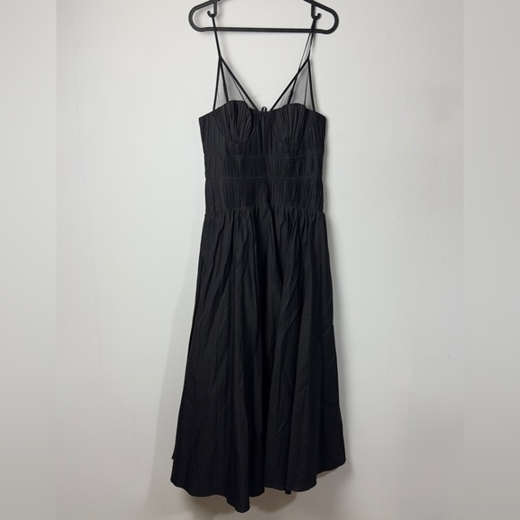 Moon River Black Bustier Midi Dress NWT Small Mesh Detail Anthropologie $160 - Picture 10 of 12